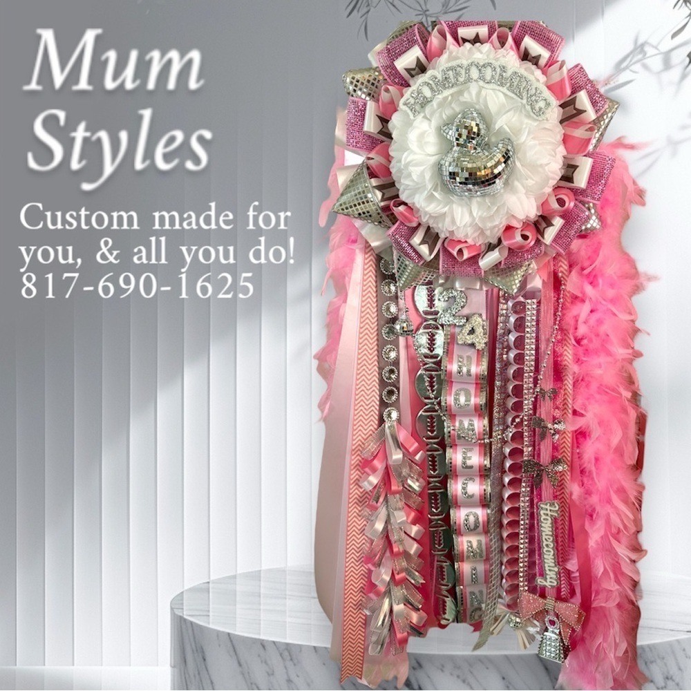 Cheer Homecoming Mum Pin or Neck Corsage Barbie Pink Bear &  Graduation Leis - Picture 4 of 17